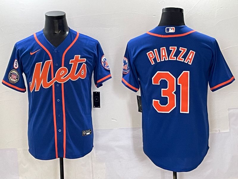 Men 2025 New York Mets 31 Piazza Blue Game Nike MLB Jersey style 011